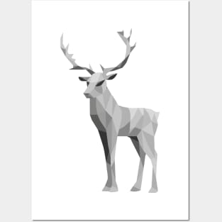 Grey Geometric Reindeer Posters and Art